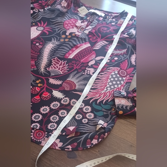 Loft Petites Floral Paisley Tunic Blouse in Cranberry - Picture 6 of 8